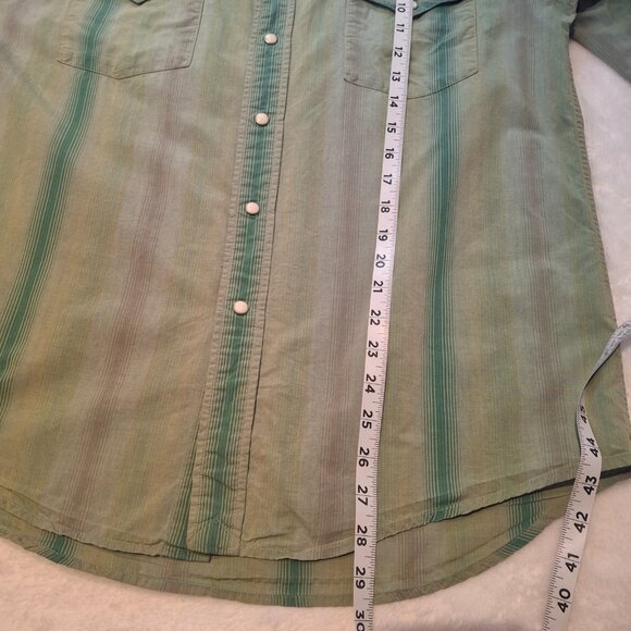 Lucky Brand Mens Western Shirt Sz M Plaid Pearl Snap Button Dugarees Cowboy - Picture 9 of 12